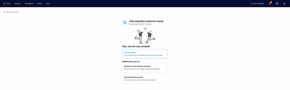 Striim cloud service created