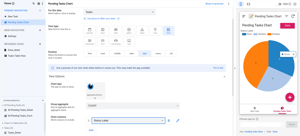 Legacy Charts in Editor