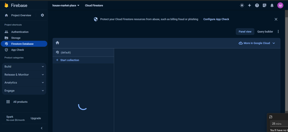 firestore database is still loading