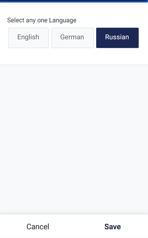 Screenshot of the app showing language options