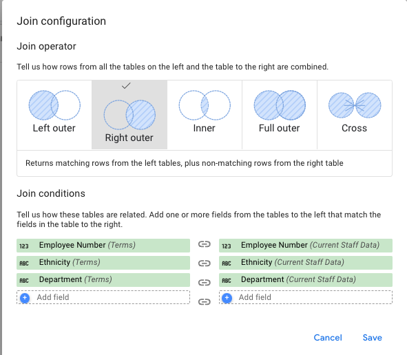 Join configuration