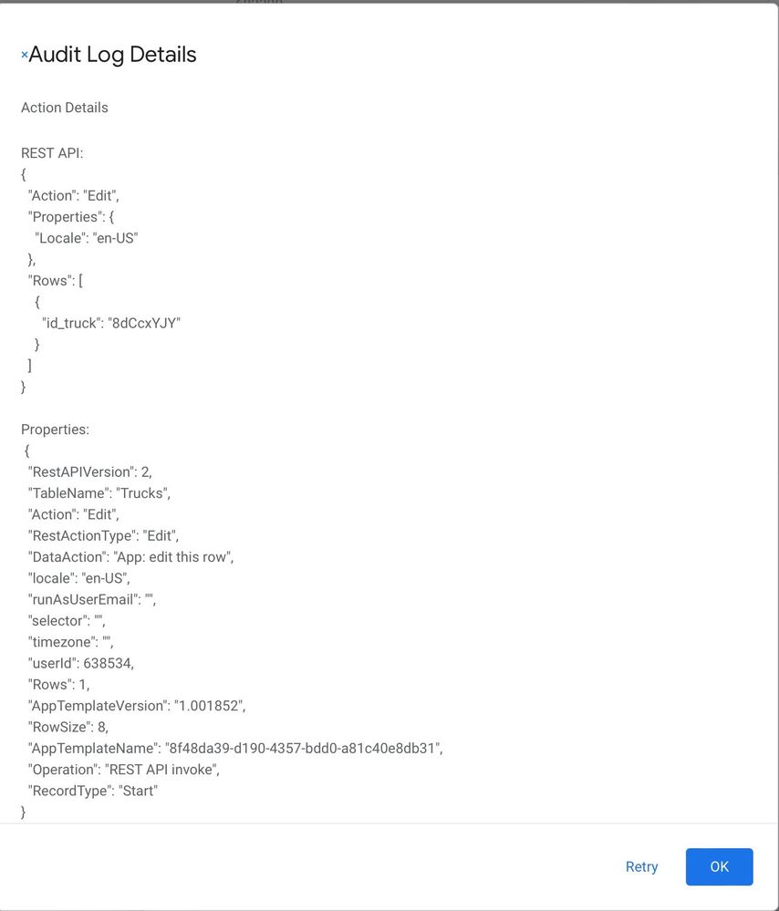 Log for destination app
