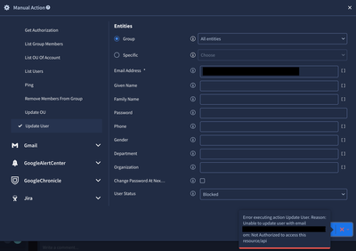 Block an admin user