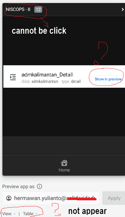 Menu display and  'show in preview ' button.