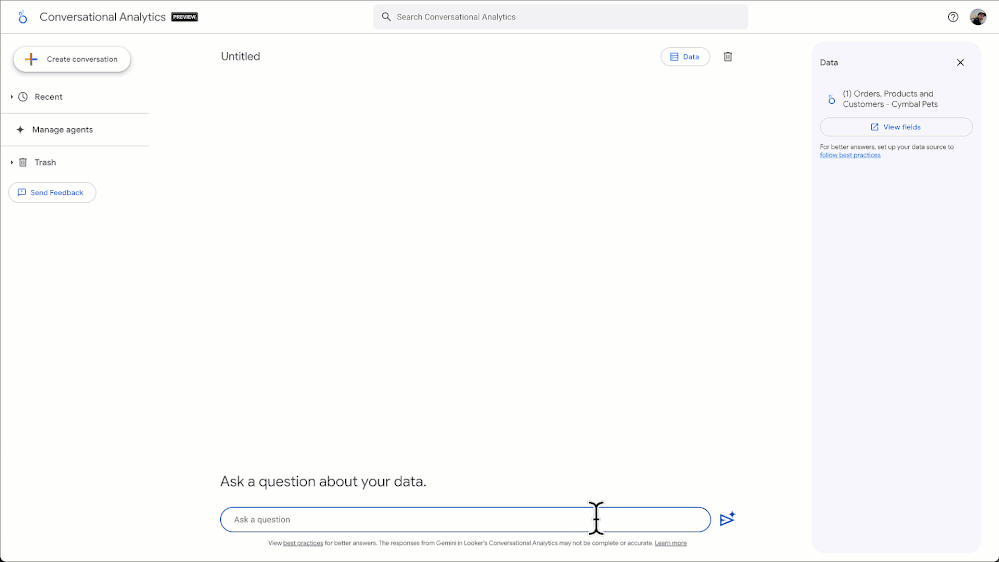 Gemini-powered conversational analytics interface in Looker