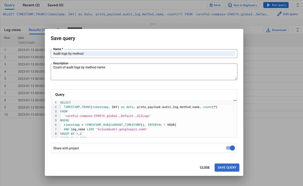 Log Analytics feature: Save & Share Query