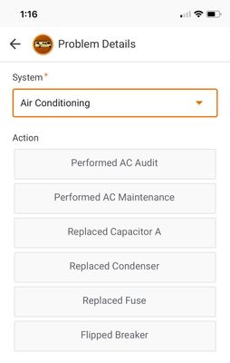 Options with system Air Conditioning
