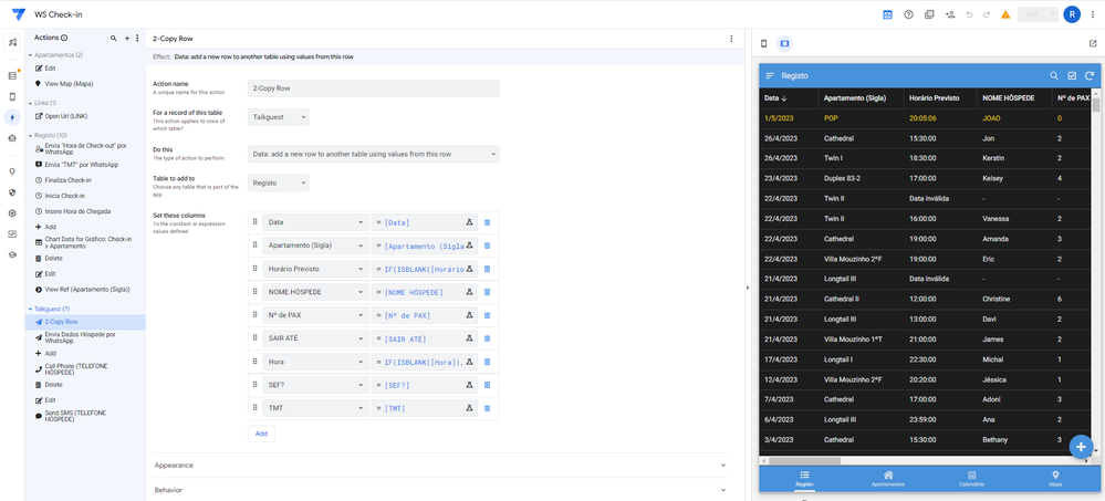 The action "copy data"