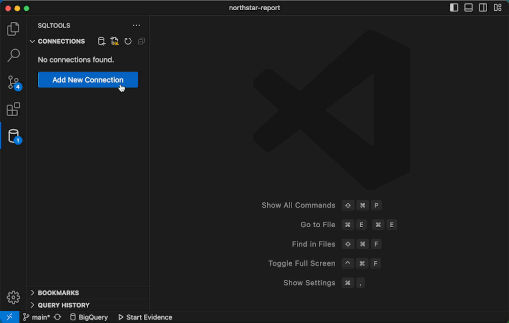 Connecting and running queries in VSCode