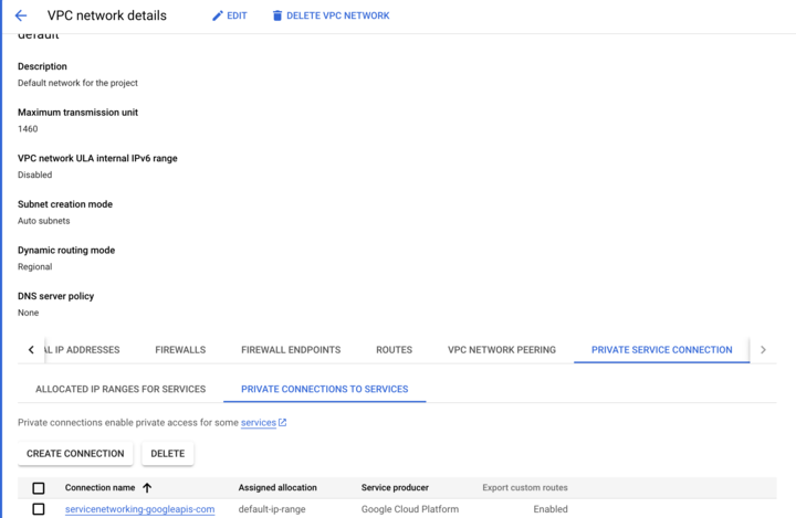 default network config